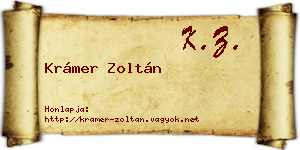 Krámer Zoltán névjegykártya